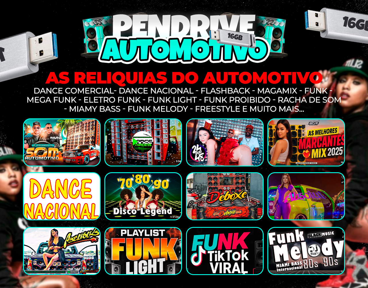 Pack Pendrive Automotivo - Top seleção para tocar nos paredões