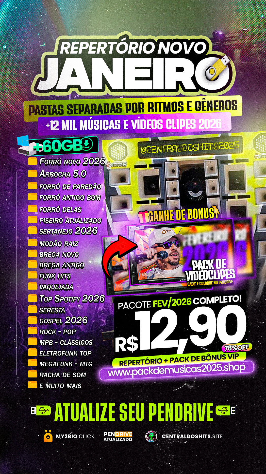 PACOTE +12 MIL MÚSICAS ATUALIZADAS DE JANEIRO 2026